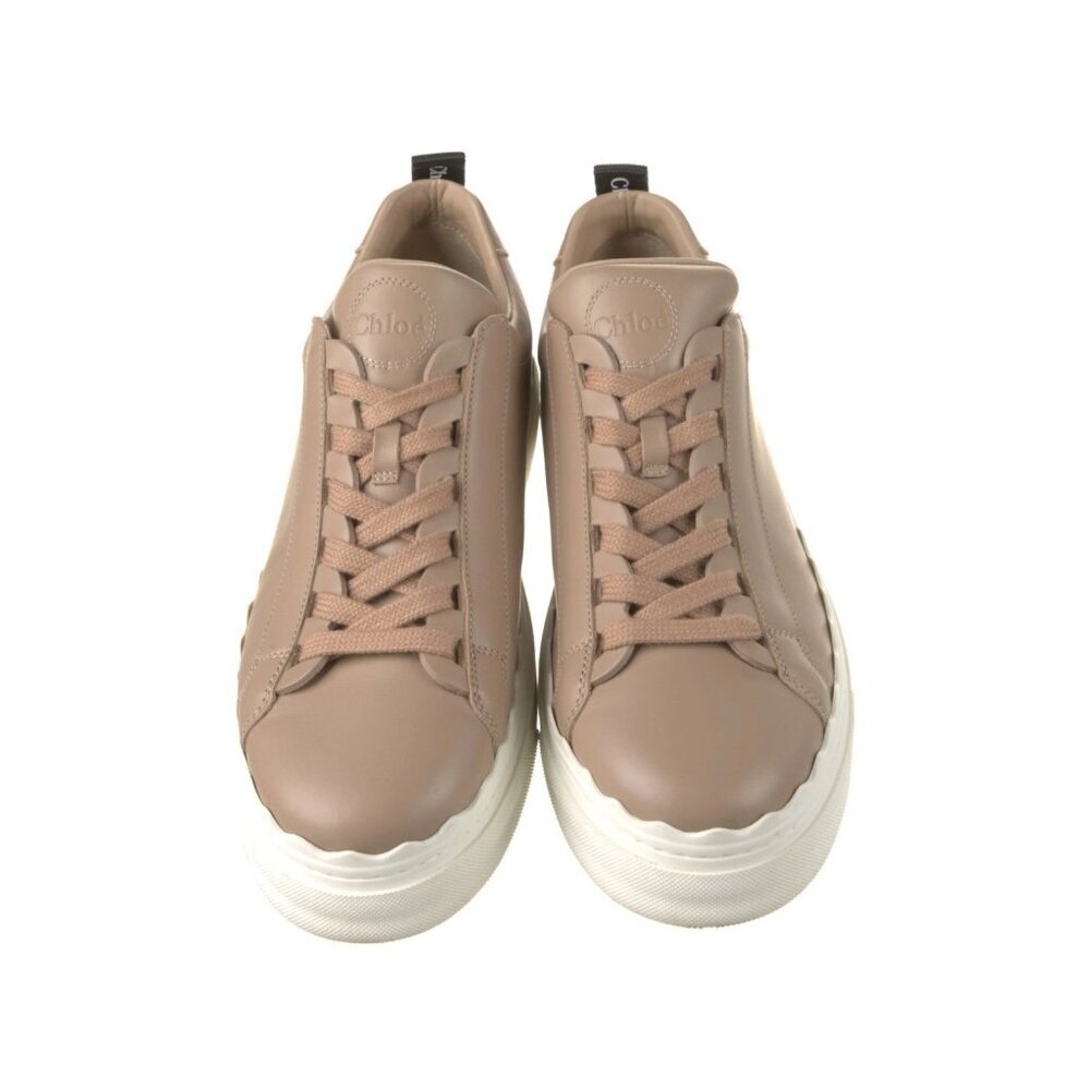 Chloé Lauren Leather Sneakers Sz 9~40 Beige Travel Shoes Sporty Comfy Designer